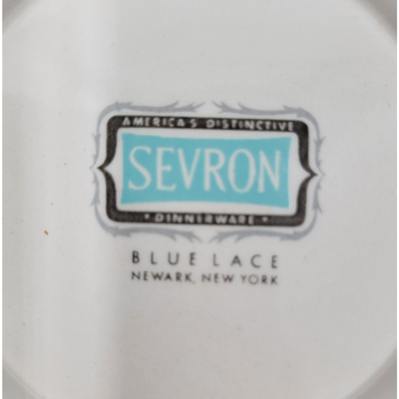 Sevron Blue Lace Round Vegetable Serving Bowl 9 5/8” Silver Trim 1950's - Picture 7 of 7